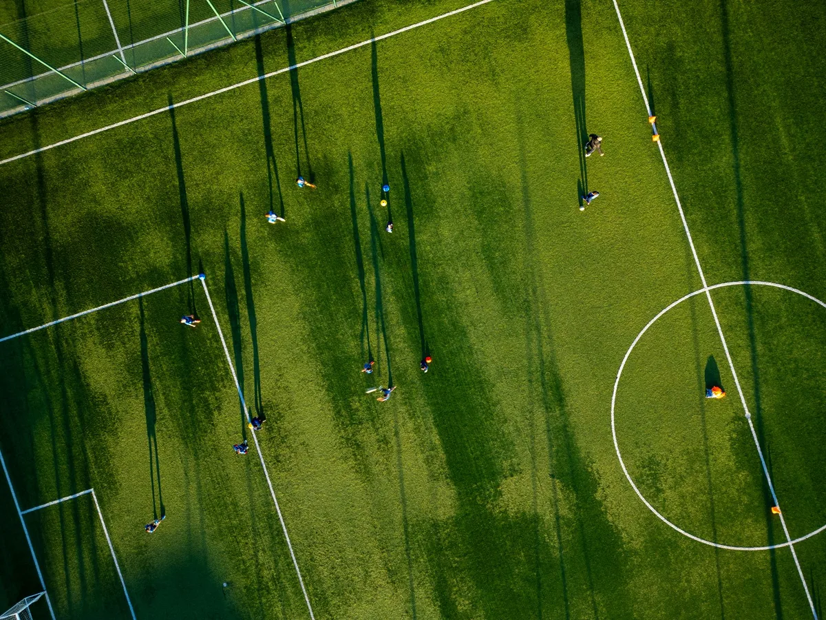 Aerial view of a football pitch
