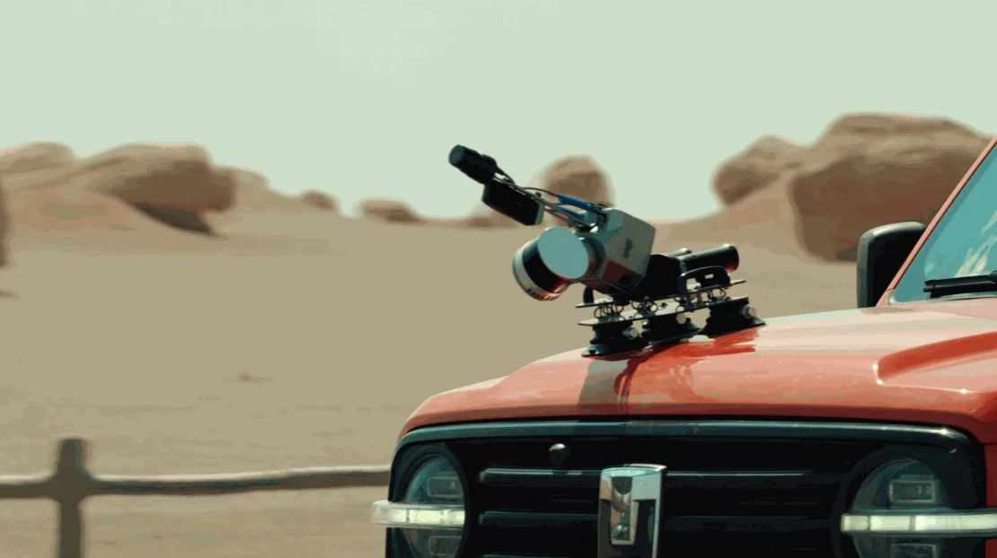 S2 on a car mount in the desert