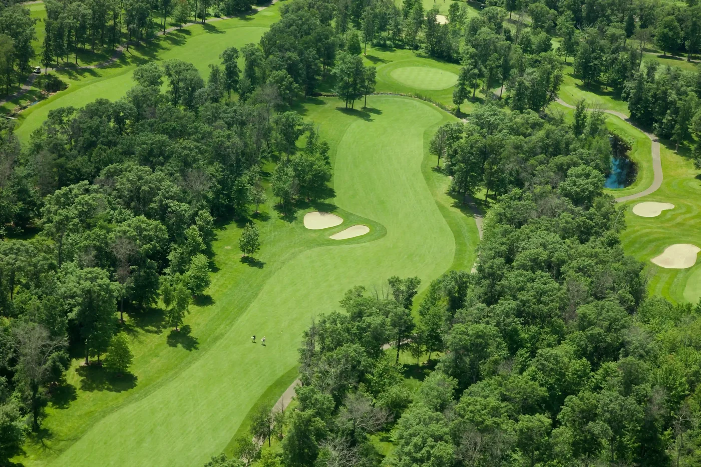 Aerial view of a golf fairway