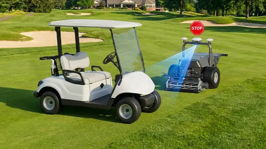 RCM01 stopping for a golf cart