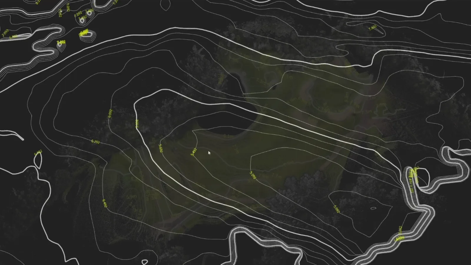 Contour map of a golf hole in GolfMind