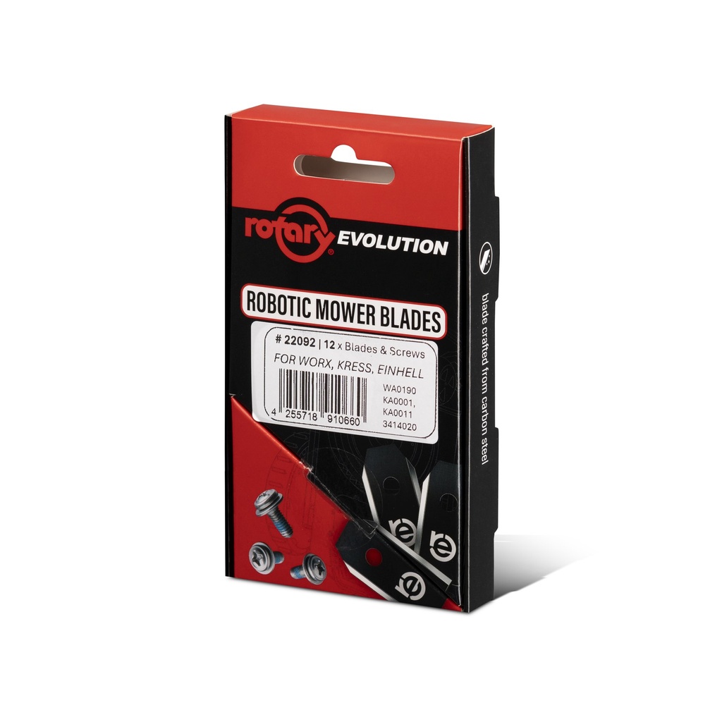 [22092] Rotary Evolution Blades for Worx Landroid, Kress, Bosch and Einhell - 12 pcs